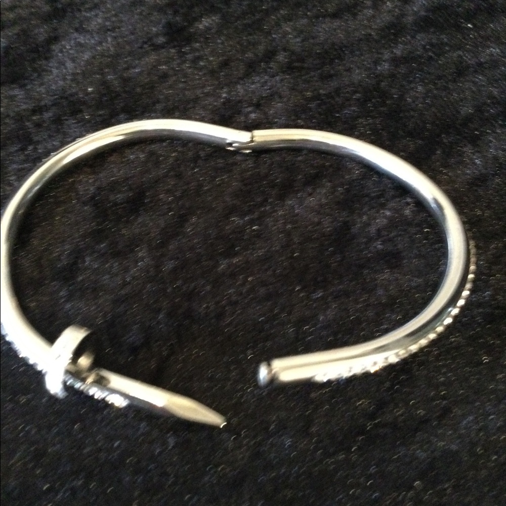 NEW-Stainless Steel Crystal Nail Bangle - Picture 7 of 8